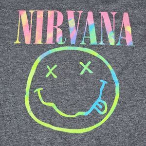 Nirvana SS Dark Grey Tee Rainbow Logo - Size 2XL